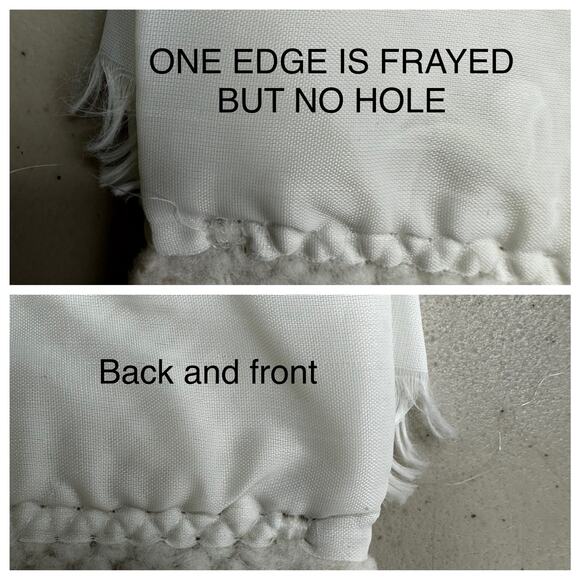 Vintage FARIBO Wool Acrylic Blanket Ivory Satin Trim Woven Texture 68x82 Cottage - Picture 12 of 13